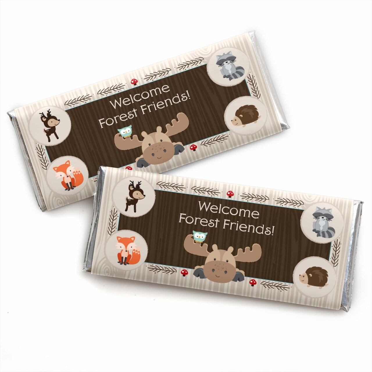 Big Dot of Happiness Woodland Creatures - Candy Bar Wrappers Baby Shower or Birthday Party Favors - Set of 24